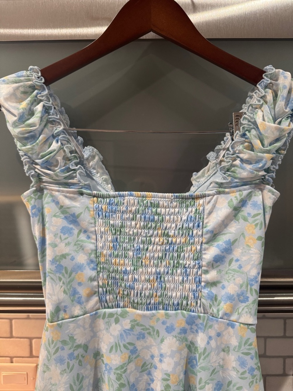 Altar'd State Pastel Floral Smocked Sundress in Blue, Green & Yellow size XXS - Picture 5 of 5